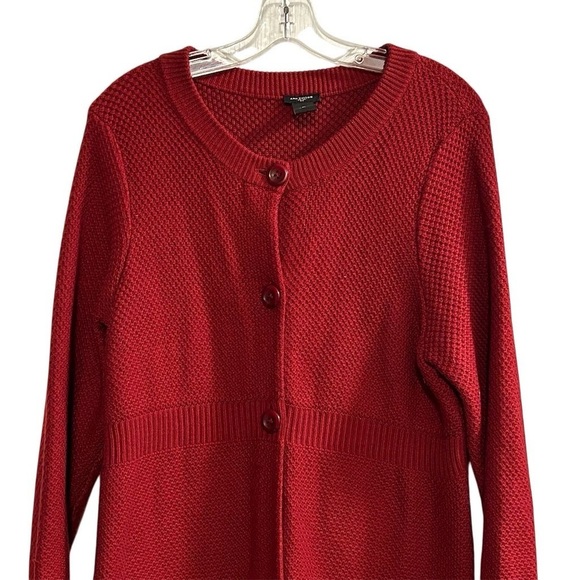Ann Taylor Women's XL Red Long Sleeve Cardigan Sweater Longline Duster Layering - Picture 4 of 11
